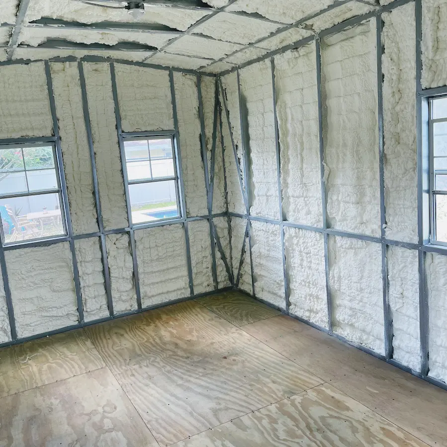Closed-cell spray foam insulation applied to wall cavities in a residential project in Irmo